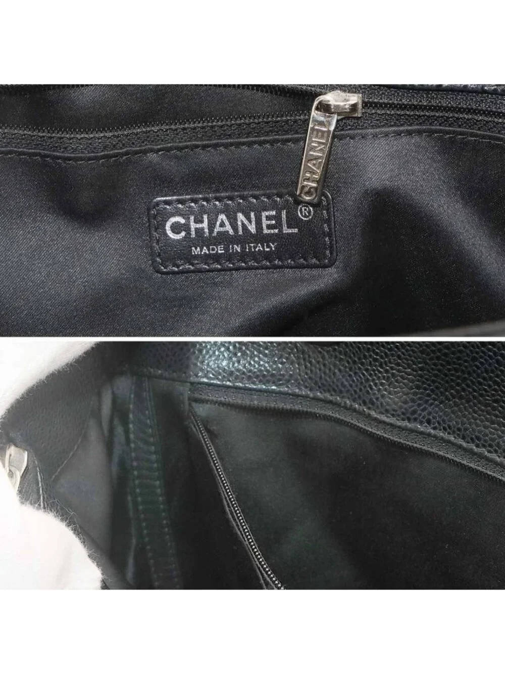 Chanel Quilted Grand Shopping Chain Tote Bag GST Caviar Leather Black